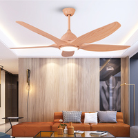 Ventilador de techo LED ABS tradicional minimalista con 5 aspas y control remoto para decoración de baño