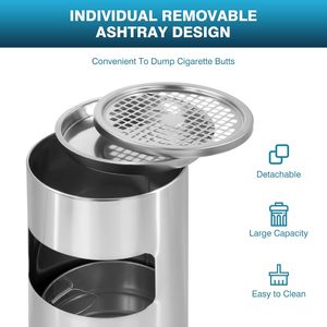 Cubo de Basura de Acero Inoxidable para Montar en la Pared, Cubo de Basura Comercial para Centros Comerciales y Mercados, Cubo de Basura Redondo para Reciclaje de Oficina - Product Image 5