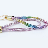 Corde en cuir PU tissé, porte-clés de voiture incrusté de diamants, corde tressée, accessoires de sac simples, porte-clés avec strass