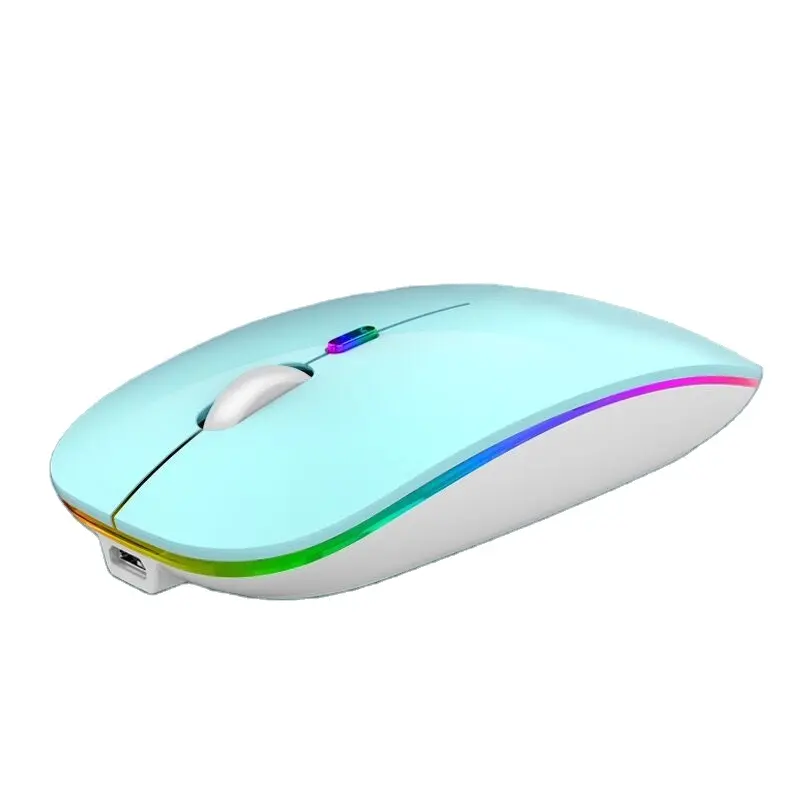 RGB 7 Colors PC Mute Mice 2.4GHZ BT Optical Ultra Thin Rechargeable Silent Wireless Gaming Mouse