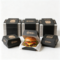 Boîte à hamburger personnalisée imprimée, emballage alimentaire jetable en papier de qualité alimentaire pour la restauration rapide à emporter