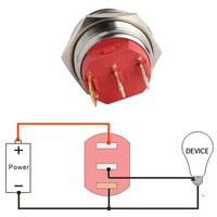 Interrupteur à bascule métallique autobloquant 22 mm 20A 12V 24V SPST étanche avec LED rouge pour montage sur panneau de commande de bateau ou tableau de bord de voiture