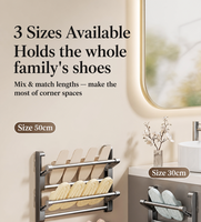 Étagère à chaussures pliable adhésive murale sans perçage en métal aluminium pour salle de bain, organisateur gain de place pour porte
