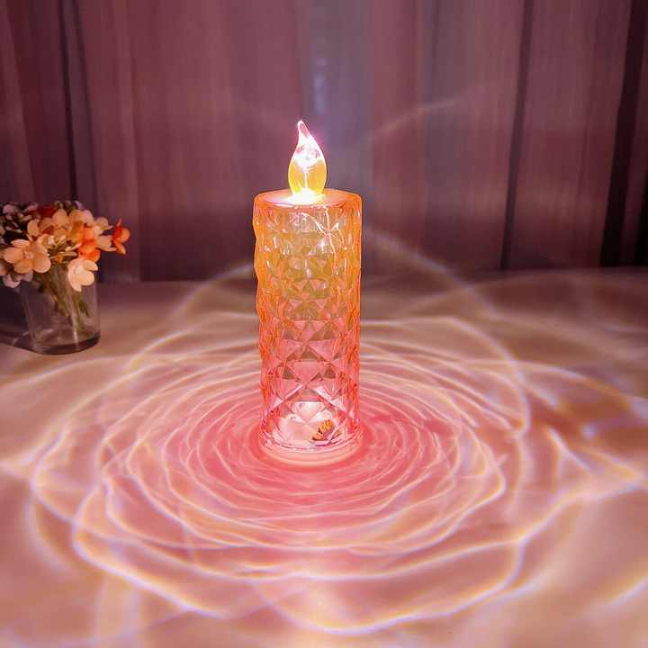 4PCS Bougies LED Sans Flamme, Bougies LED Roses En Cristal Transparent