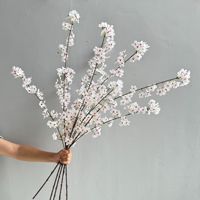 Ranting Bunga Sakura Buatan Gaya Zen 2 Cabang, Model Plastik Sutra untuk Dekorasi Lantai, Cocok untuk Aula Pernikahan