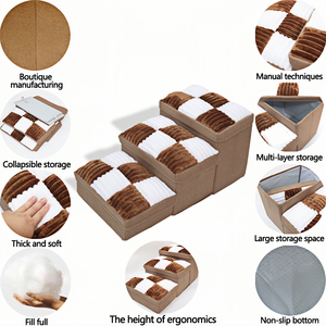 Luxus Schachbrett Hand gefertigte 3 Schritte Hunde treppe mit Lagerung Naps teps Faltbares Hunde bett Platz Praktische sichere Haustier treppe für Hund - Product Image 2