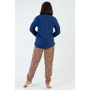 Conjunto de Pijama para Mujer Talla Grande, Tela Jersey, Estampado Floral, Camiseta de Manga Larga y Pantalones, Ropa de Dormir Informal para Adultos - Product Image 1