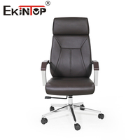 Chaise de bureau moderne en cuir Ekintop, chaise de direction minimaliste pivotante, chaise de bureau à dossier haut pour espace de travail professionnel