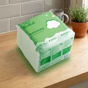 Serviettes en papier Bulut Soft 1 pli 23x23cm Blanc givré 100x40 pièces Sac Usage domestique Origine UZ Vente en gros - Product Image 3