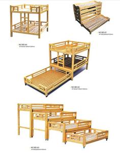 Cama de tres niños, cama de madera maciza para guardería, usado - Product Image 5