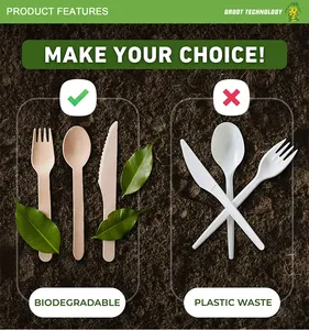 Eco Friendly Biodegradable Disposable Forks Spoon Knife Wooden Cutlery Durable And Tree Free Alternative To Wooden Silverware