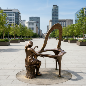 Statue de jardin en bronze réaliste grandeur nature, portrait d'homme jouant du <span class=keywords><strong>piano</strong></span> - Product Image 4