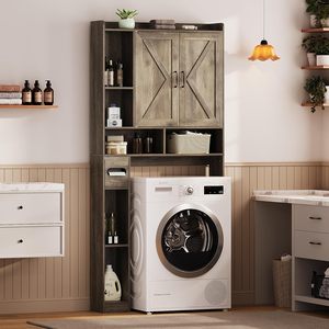 <span class=keywords><strong>Meuble</strong></span> <span class=keywords><strong>de</strong></span> <span class=keywords><strong>rangement</strong></span> WC en bois durable, design rustique, double porte, porte-rouleau <span class=keywords><strong>de</strong></span> papier toilette amovible, gain <span class=keywords><strong>de</strong></span> place, appartement, hôtel - Product Image 1