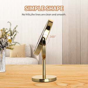 Gương Trang Điểm Hình Bầu Dục Bàn Cạnh Giường Xách Tay Chất Lượng Cao Tùy Chỉnh Nhà Máy Gương Mỹ Phẩm Nhỏ Màu Vàng Hd Có Chân Đế - Product Image 3