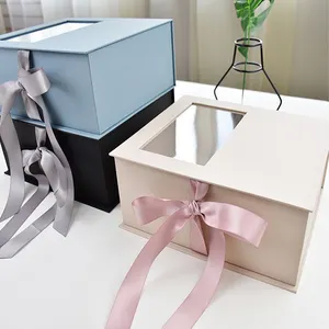 Букет цветочных цветов, бумажная квадратная Роза, прозрачная оконная крышка, Упаковочная Цветочная Подарочная коробка с лентой