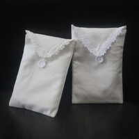 Nouvelle conception, sac à bijoux et cosmétiques en coton et lin recyclable avec fermeture à bouton, pochette d'emballage personnalisée avec logo