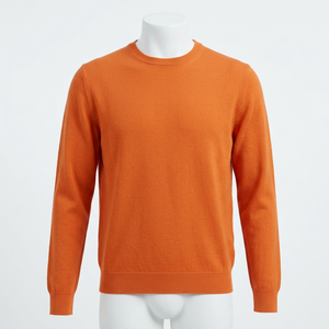 เสื้อสเวตเชิ้ตแขนยาวผู้ชาย สีส้ม คอกลม ทรงปกติ สไตล์ลำลอง ผ้าถัก สีพื้น ใส่ได้ในฤดูใบไม้ร่วง - Product Image 1