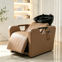 Fauteuil de lavage de cheveux électrique réglable en céramique pour salon de beauté professionnel, avec massage intégré et fonction spa moderne