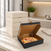 Boîtes à pizza mini rigides réutilisables avec logo imprimé personnalisé, carton noir de qualité alimentaire pour sushis, pizzas, sucre, huile d'olive, emballage cadeau