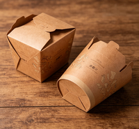 Emballage en carton blanc jetable imprimé sur mesure pour la vente à emporter de nourriture, boîte en papier pour riz et nouilles chinoises avec poignée