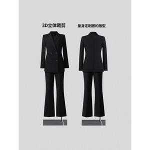 Women's Black Suit Set 2025 Spring Autumn Professional Office Wear For Work Interviews Anti-Wrinkle Worsted Fabric Full Sleeve - Product Image 1