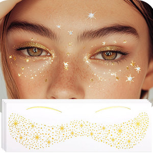 Autocollant de tatouage temporaire étoile dorée pour le visage, maquillage de fête, film pour animaux de compagnie, imperméable, taille unique - Product Image 1
