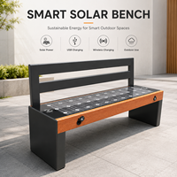 Banco Solar Moderno e Inteligente con Estructura de Acero Galvanizado y Carga Inalámbrica para Uso en Exteriores en Parques