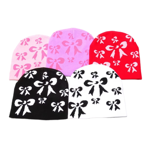 Bonnet en tricot 100% acrylique respirant et imperméable à motif jacquard étoilé, chaud, unisexe, pour l'hiver et l'automne, idéal pour les activités de plein air, le ski, style Y2K, protection contre le froid - Product Image 1