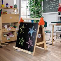 Chevalet en bois pour enfants avec tableau noir et tableau à craie, planche à dessin de 10 pouces, ensemble de jouets éducatifs pour le dessin