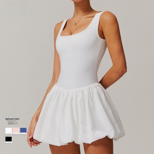 2025 Nieuwe Dames In Één Stuk Gebouwd Tennisjurk Met Ronde Kraag Bloemenjurken Uitgesneden Golfjurk Dansende Sportkleding - Product Image 2