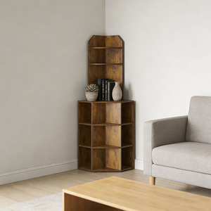 رف كتب خشبي موفر للمساحة بتصميم عصري لغرفة المعيشة والمكتب المنزلي وغرفة النوم - Product Image 3