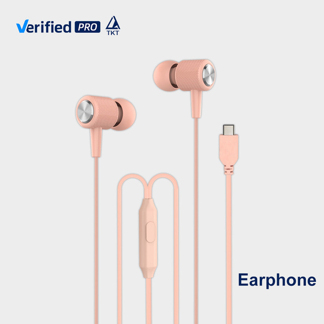 TKT Premium White In-ear Wired Earphones with Metal Textured Finish Type-C USB-C Connector & Mic for Enhanced Gaming and Music