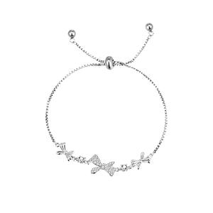 Bracelet exquis et mignon en alliage plaqué argent avec nœud en cristal, chaîne minimaliste coréenne en zircon, bijou pour femme, <span class=keywords><strong>cadeau</strong></span> - Product Image 2