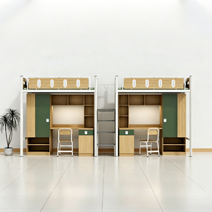 Meubles d'école modernes en métal, lit superposé avec bureau d'ordinateur et ensemble pour trois personnes - Product Image 2