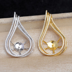 Colgante Grande de Plata S925 con Forma de Gota, 12-14 mm, Accesorio para Joyería de Perlas, Producto Semiacabado JG5979 - Product Image 2