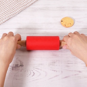 Tùy chỉnh kích thước lớn bằng gỗ xử lý cán chân không dính <span class=keywords><strong>Silicone</strong></span> Mini giáng sinh bột cán <span class=keywords><strong>pin</strong></span> nhỏ cho trẻ em - Product Image 5