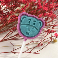 Moule à sucettes en silicone de qualité alimentaire pour chocolat, forme de tête d'ours riant, 12 cavités, pour bonbons durs, fabrication et stockage en usine