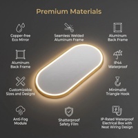 Miroir de salle de bain intelligent LED personnalisable en forme de capsule, anti-buée, avec bouton tactile, bande lumineuse à intensité variable, pour maisons et appartements de luxe