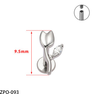 <span class=keywords><strong>VIEN</strong></span> Jewellery ZPO-093 G23 Joyería de Titanio de Moda para Piercings, Flor de Rosa con Circonita Cúbica, Piercing para Labio, Hélix, Oreja y Cuerpo - Product Image 2