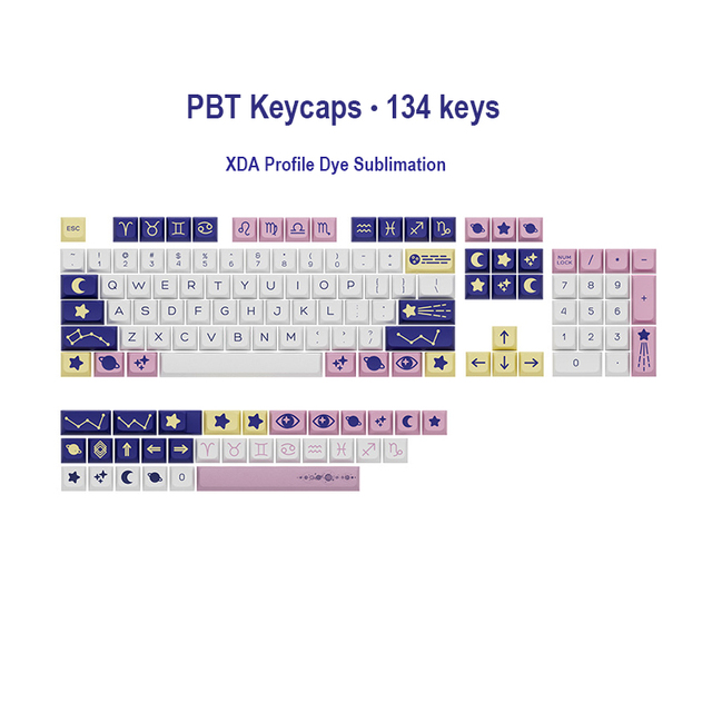 Hot Sale Constellation Theme 134 Keys Keycaps Laptop XDA PBT Sublimation Keycaps for Skyloong Mechanical Keyboards Customs