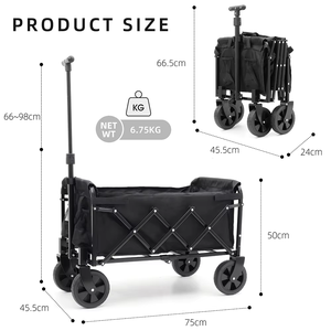 รถเข็นเกวียนพับได้อเนกประสงค์รถเข็นชายหาดสำหรับตั้งแคมป์พร้อมที่เก็บ - Product Image 2