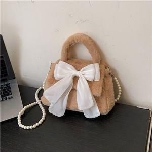 Plush bowknot shoulder and <b>crossbody</b> <b>bag</b> for women - Product Image 2