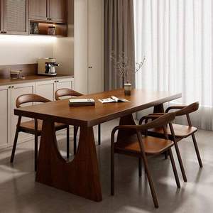 Table <span class=keywords><strong>à</strong></span> manger moderne de luxe en bois massif brun-noisette, écologique et durable, pour <span class=keywords><strong>hôtel</strong></span> et appartement - Product Image 1