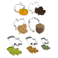 Ensemble de découpoirs à biscuits pour l'automne et Thanksgiving en acier inoxydable, formes citrouille, feuille d'érable, chêne, gland, outils de pâtisserie pour la récolte d'automne