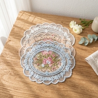 Napperons en dentelle 14*20cm pour table à manger, brodés de luxe, creux, pour décoration de mariage, en gros, en stock