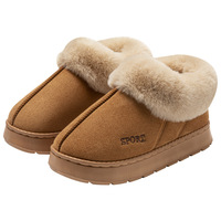 Bottes de Neige Unisexe Couple Automne Hiver en Daim Talon Haut Plateforme Épaisse Semelle Coton Intérieur Extérieur Maison Plancher en Bois Fourrure EVA