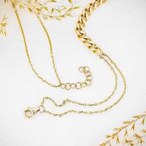 Collar de Oro Amarillo Sólido de 18k con Engaste de Diamantes y Cadena Cubana para Regalo de Boda o Compromiso - Product Image 4