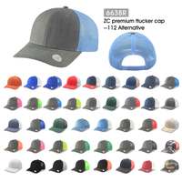 Gorra Trucker de Malla de Poliéster de 6 Paneles con Estampado por Sublimación MR.R, Ajustable con Cierre a Presión, Bicolor, Unisex, para Adultos, Verano