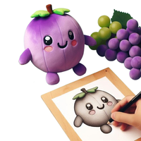 Peluche douce en coton PP, motif raisin, mascotte personnalisée, créez votre propre design, peluche mignonne et kawaii