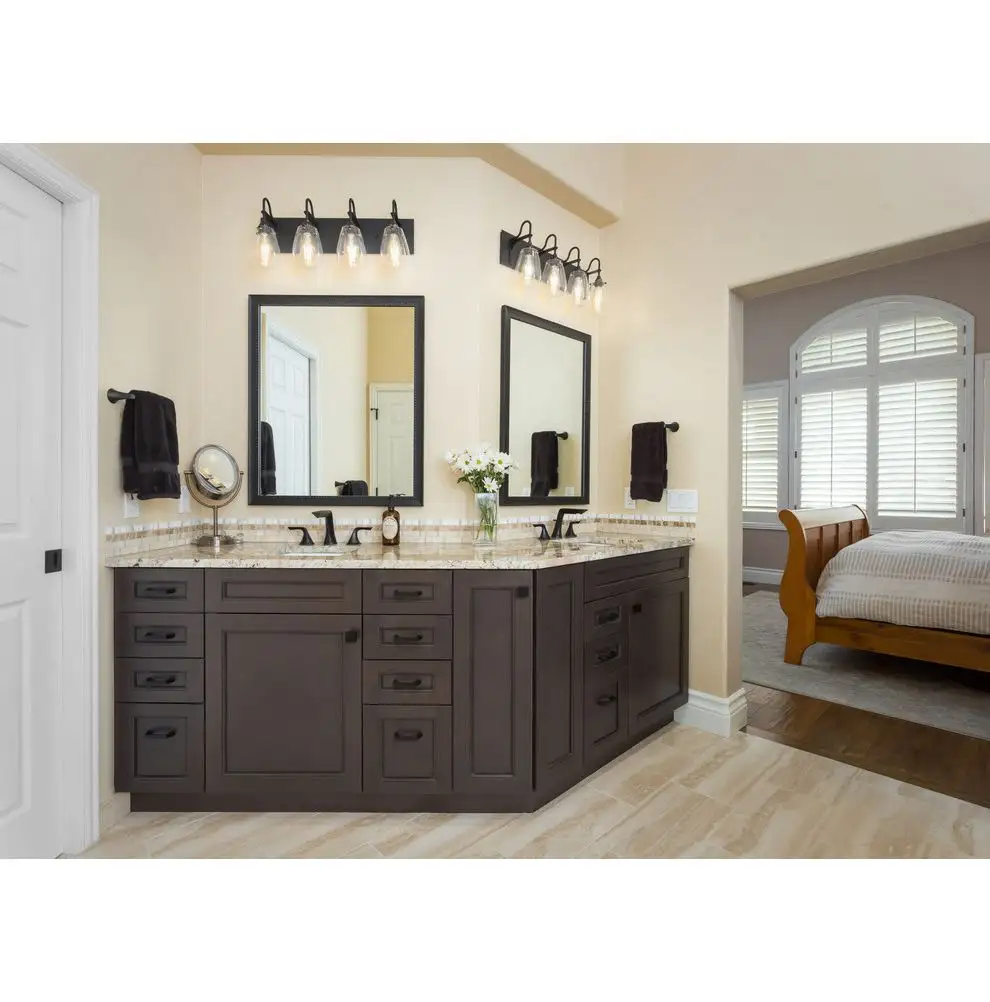 Apartment Customized Classic Solid Wood Floor Type Mirror 2 Drawers bath furniture bathroom sink cabinet